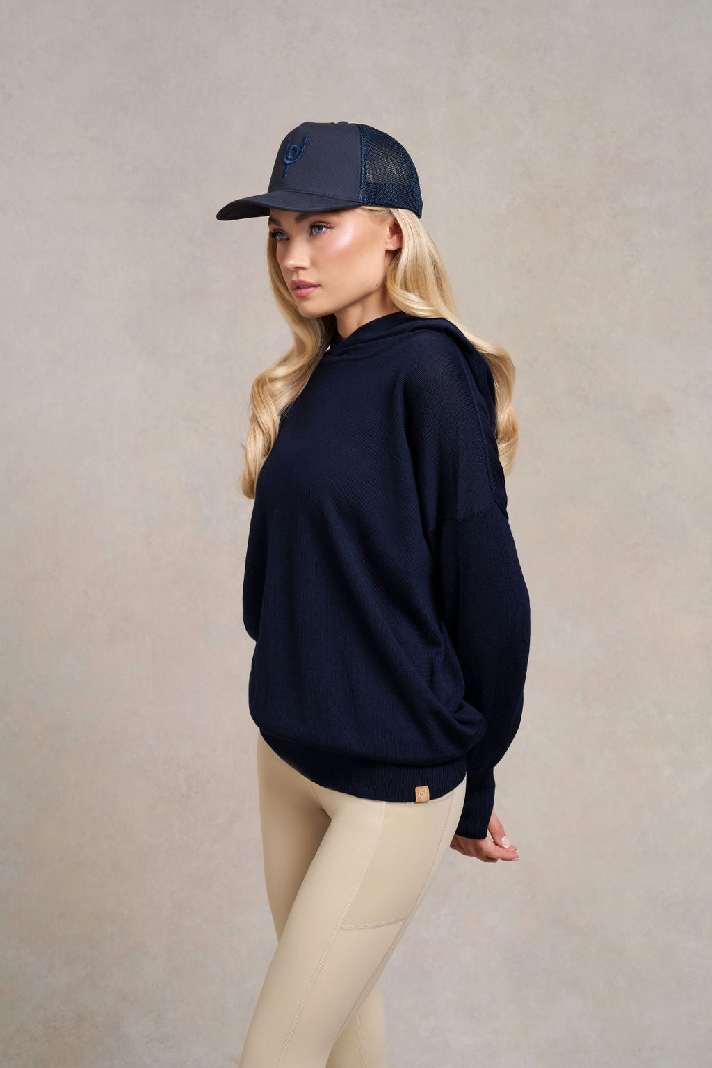 Beeby Knitted Hooded Jumper | navy