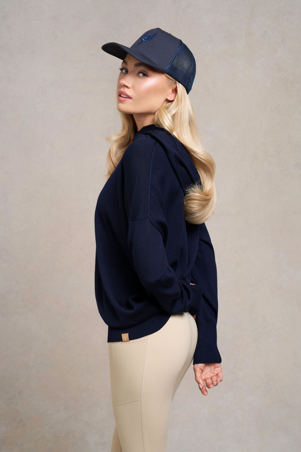 Beeby Knitted Hooded Jumper | navy